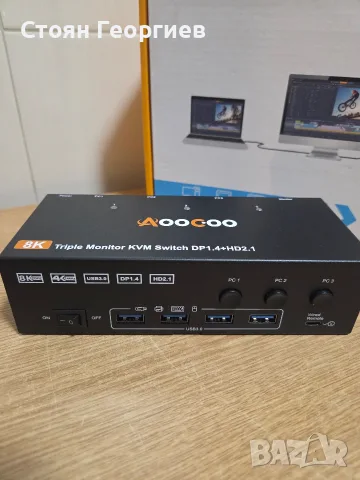KVM303DH KVM превключвател, HDMI-съвместим, 3 входа и 3 изхода, 8K@60Hz, 4K@144Hz, троен монитор , снимка 3 - Суичове - 55670551