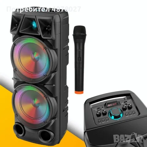 Bluetooth тонколона speaker ZQS-8210 2x8" 4800mAh, снимка 5 - Тонколони - 55553098