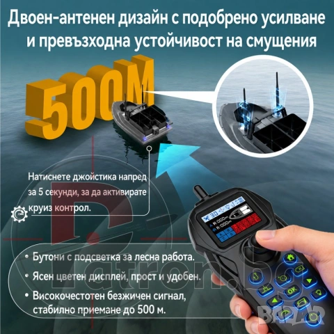 Лодка за захранка Flytec V600 Pro Sonar с вграден сонар Lucky и GPS, голяма батерия 18000mAh, снимка 8 - Стръв и захранки - 55280517