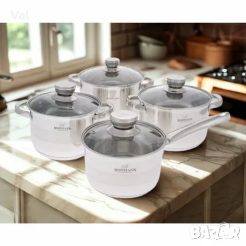 Комплект тенджери Bohmann 16см/18см/20см/22см, Неръжд.стомана, снимка 5 - Съдове за готвене - 55334453