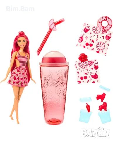 Оригинална ароматизирана кукла в чаша Barbie® Pop Reveal Fruit Series - ягодова лимонадa /диня, снимка 5 - Кукли - 55380732