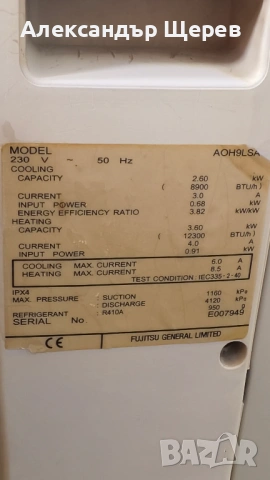 General ASH9LSACW/AOH9LSAC (инверторна спилт система), снимка 7 - Климатици - 54336890