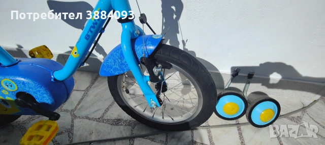 Детско колело Btwin 500 Ocean, 14", синьо, с помощни колела – 3-5 години, снимка 14 - Велосипеди - 55175964