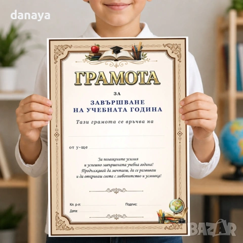 6766 Грамота за завършване на учебната година, А4, снимка 2 - Ученически пособия, канцеларски материали - 54852910