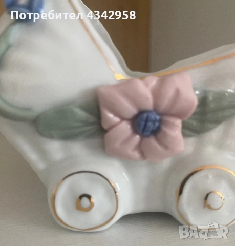 Винтидж порцеланова кутийка във формата на бебешка количка 🌸 1980г., снимка 2 - Антикварни и старинни предмети - 54565219
