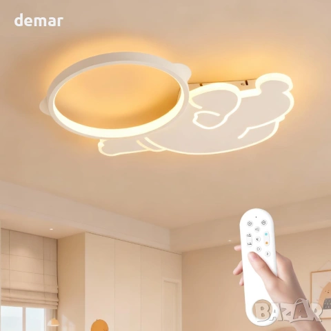 Детска таванна лампа астронавт LED с дистанционно, 38W, 3800LM, димируема 3000K-6500K, 49 см