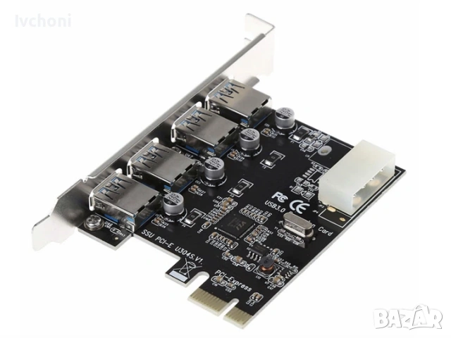 4 Port USB3.0 PCI-E Expansion Card, снимка 2 - За дома - 54340630