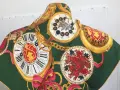 Nina Ricci Голям Дамски Шал от 100% Коприна Оригинален Нина Ричи Зелен Цветя Парфюми, снимка 18