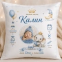 Бебешка възглавница визитка с име, снимка и данни на бебето, снимка 1