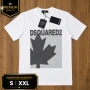 DSQUARED2 бяла мъжка тениска с кленов лист – S, XXL, снимка 1
