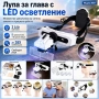 Увеличителна лупа за глава с LED осветление за четене шиене гоблени, снимка 1