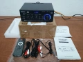 Чисто нов мини усилвател с Bluetooth, тунер, USB, AUX, 2 входа за микрофон. , снимка 1