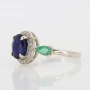 Сребърен пръстен с голям Сапфир Royal Blue и Изумруди със сертификат , снимка 3
