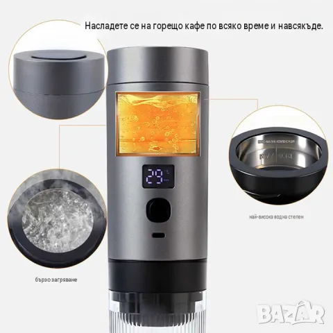 Компактна 3 в 1 кафемашина с вграден дисплей за температура, снимка 2 - Кафемашини - 55364983
