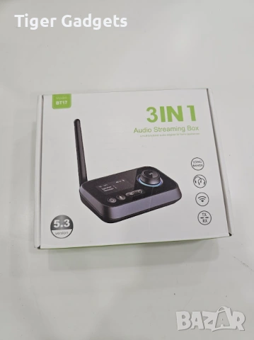 BT17 Bluetooth 5.3 Аудио Адаптер 3 в 1 с LCD дисплей – TX/RX/Bypass, AUX/RCA/Оптичен, двойно свързва, снимка 8 - Ресийвъри, усилватели, смесителни пултове - 54424323