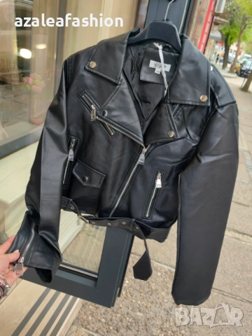 Дамско кожено яке - черно, снимка 2 - Якета - 54213267