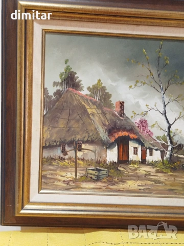 Холандска картина на платно с подпис -68/59 см, снимка 2 - Картини - 55128100