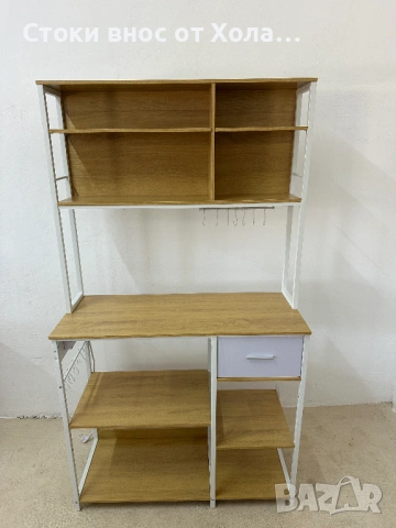 Кухненски стоящ рафт с контакти, 40 x 100 x 180.4 см, етажерка за печене / микровълнова, регулируеми