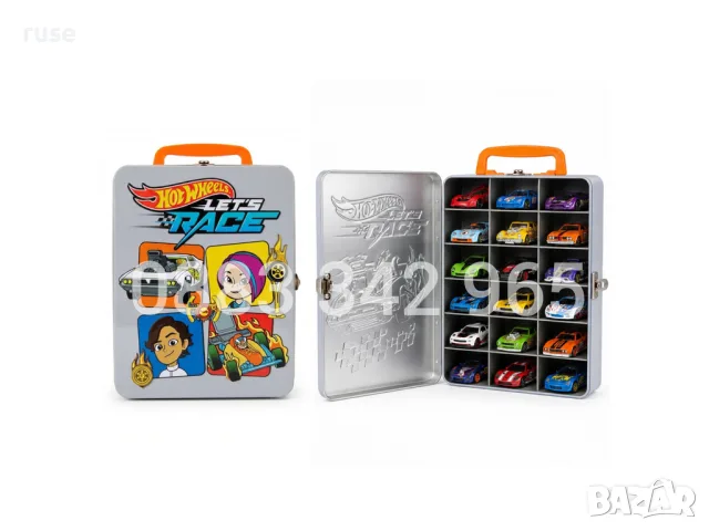 НОВИ! Метална кутия куфарче за съхранение на 18 броя коли Hot Wheels