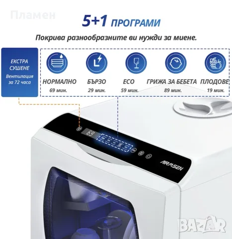 AIRMSEN TDQR03A - компактна съдомиялна – нова, снимка 6 - Съдомиялни - 55383263