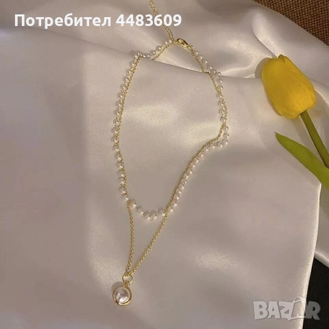Двуслойно колие с висулка , снимка 2 - Колиета, медальони, синджири - 54645529