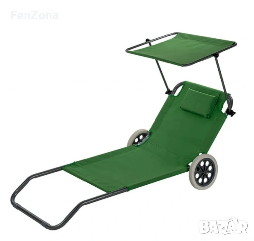 Сгъваем шезлонг с колела, Muhler, 147x52xH24 cm, снимка 3 - Градински мебели, декорация  - 54096696