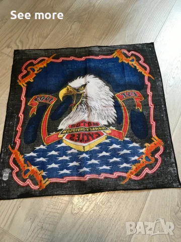 Harley Davidson Eagle Bandana Scarf  Vtg Made In USA шал, снимка 5 - Шалове - 55420385