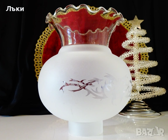 Стъклен абажур 19 см.,пеперуди., снимка 2 - Други - 54646207