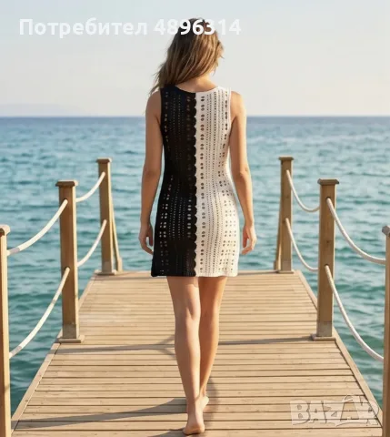 плажна черно-бяла рокля, снимка 2 - Рокли - 55450367