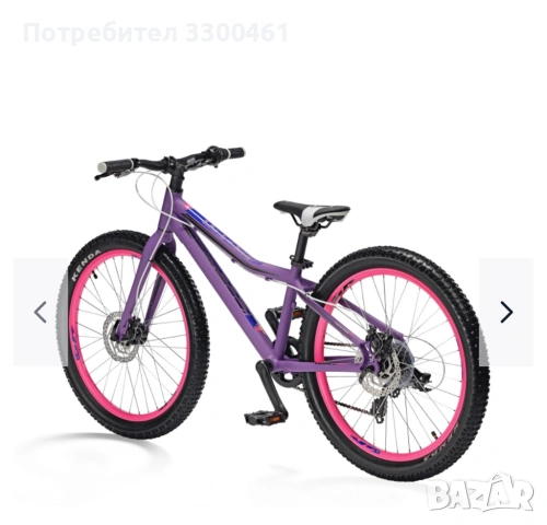Cross Rebel 24 алуминиев детски велосипед – дискови спирачки, ТОП състояние, момиче, виолетов цвят