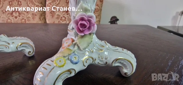 ВЕЛИЧЕСТВЕН ЧИФТ НЕМСКИ ПОРЦЕЛАНОВИ СВЕЩНИЦИ , снимка 7 - Други - 55410751