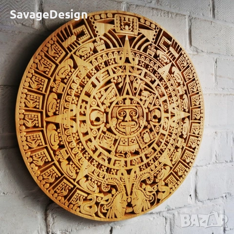 Календар на Ацтеките дърворезба, Aztec Calendar woodcarving , снимка 6 - Пана - 55054446