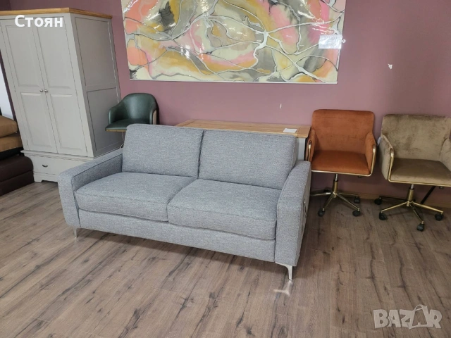 Сив диван от плат двойка Natuzzi с функция сън, снимка 11 - Дивани и мека мебел - 54289093