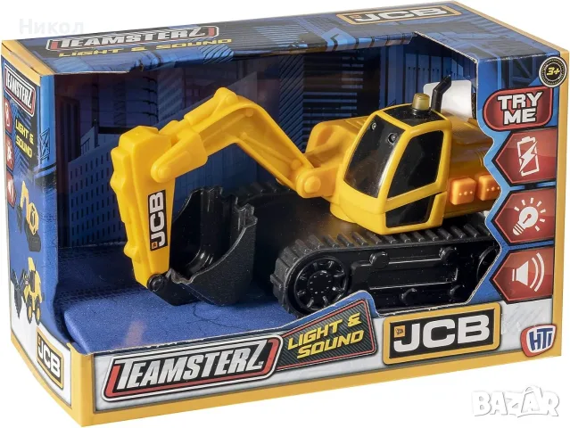JCB багер със светлина и звук, с ръчно задвижвано рамо и лопата, снимка 3 - Коли, камиони, мотори, писти - 55697544