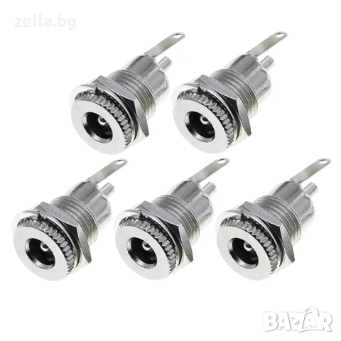 Комплект 5 броя DC захранващи букси 12V 5.5x2.1mm женски конектор – за камери LED ленти рутери 10475