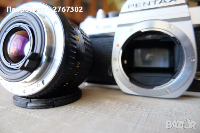 Pentax K1000 + SMC-A 50mm F2.8 Macro Lens. Pentax PK Mount, снимка 11 - Фотоапарати - 54317160