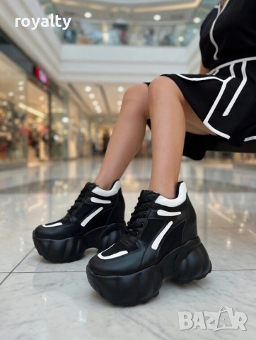 Кецове на платформа - черно с бяло, снимка 2 - Кецове - 54120758