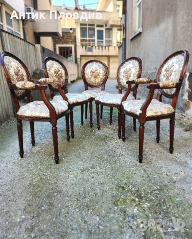 Комплект 5 класически трапезни стола, реставрирани, снимка 4 - Столове - 54540927
