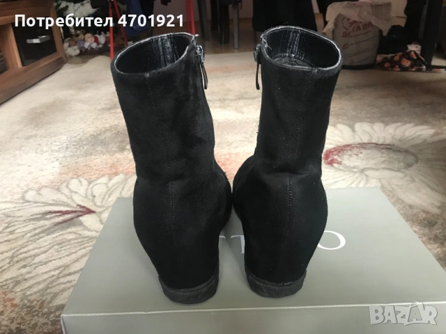 Черни велурени боти на платформа, снимка 13 - Дамски боти - 53042186