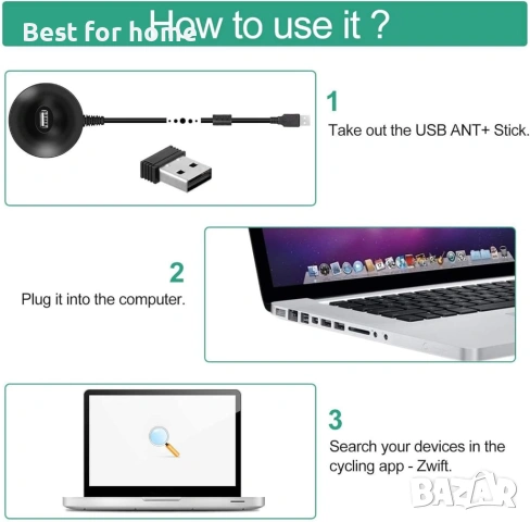ANT Dongle USB ANT+ стик с USB удължителен кабел, снимка 2 - Друга електроника - 54519994