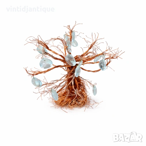 Декоративно дърво от медна тел с висящи кристални елементи, снимка 2 - Декорация за дома - 54137241