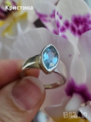 Марков сребърен пръстен със Син Топаз