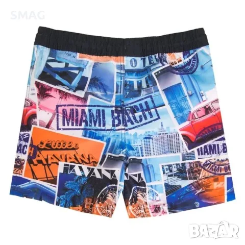 Детски бански бермуди за момче светлосиньо с щампа miami beach_1250815