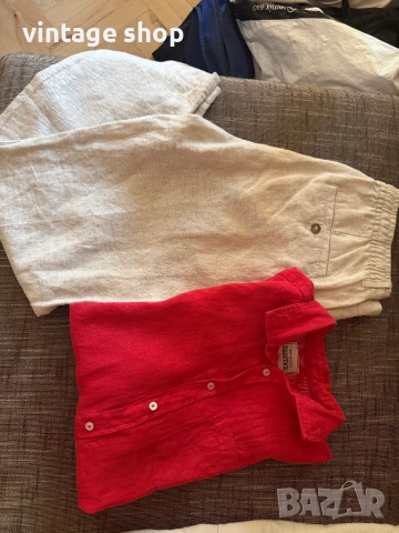 Мъжка ленена риза с къс ръкав Heritage, снимка 8 - Ризи - 54321704