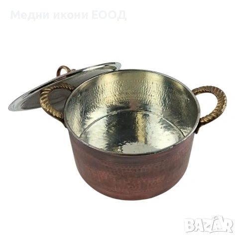 СРЕДНА МЕДНА ТЕНДЖЕРА 22 СМ, снимка 3 - Съдове за готвене - 54644311