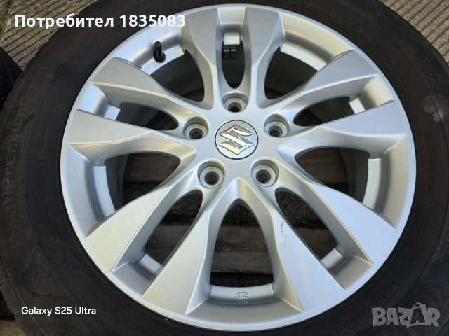 Лети джанти 16ки 5х114.3 Suzuki + летни гуми 205/60/16 Continental, снимка 7 - Гуми и джанти - 54407236