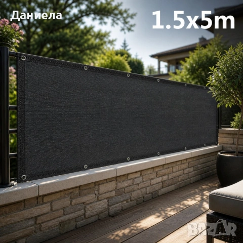 Покривало за балкон и тераса 1.5x5 м, HDPE материал 180 г/м², 95% UV защита, Тъмно сиво, снимка 7 - Други стоки за дома - 54481135