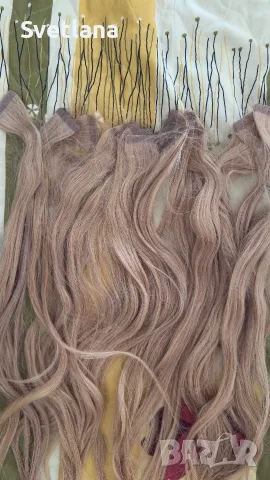 Екстеншъни Mounir Hair стикери 60 бр., естествена руска коса, цвят русо, снимка 2 - Аксесоари за коса - 55679585