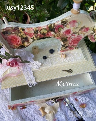Рози, рози, рози…💗💗💗 Кутия шевна машина!, снимка 5 - Декорация за дома - 54930549