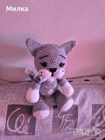 Ръчно изработена играчка - Котка, снимка 4 - Плюшени играчки - 55523043